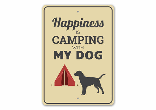 Camping with My Dog Metal Sign — Personalized Dog Lover Wall Decor