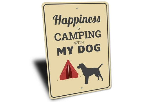 Camping with My Dog Metal Sign — Personalized Dog Lover Wall Decor