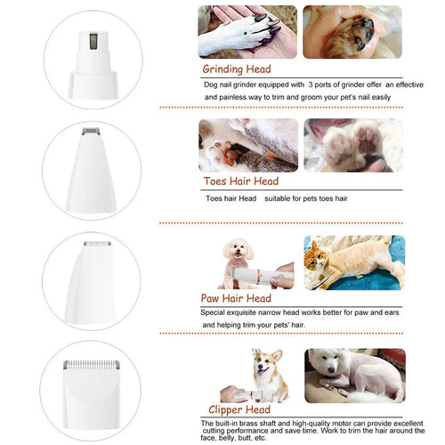 4-in-1 Pet Grooming Kit — Dog & Cat Nail Trimmer and Hair Clipper